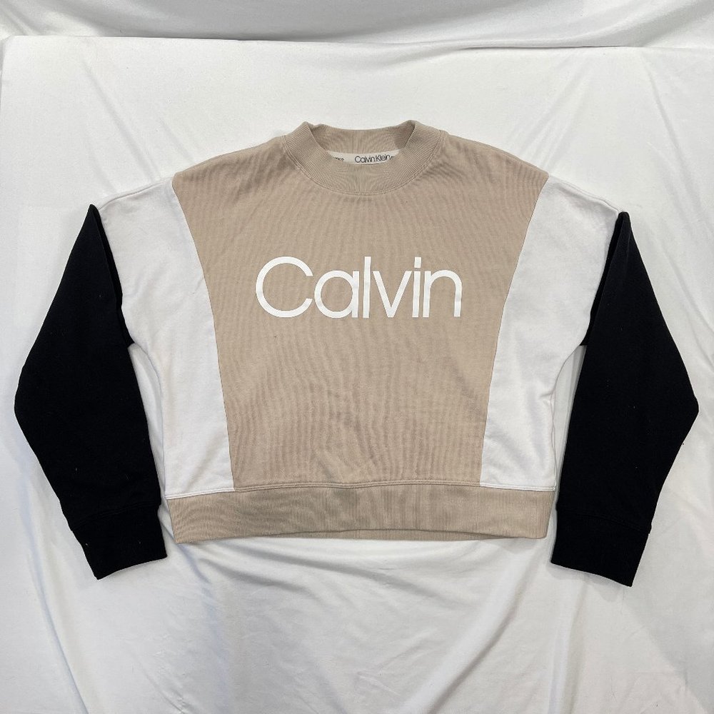 Calvin Klein Performance Logo Colorblock Pullover Women's Size XL Cotton Polyest